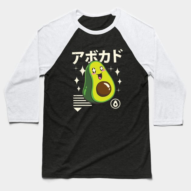 Kawaii Avocado Baseball T-Shirt by Vincent Trinidad Art